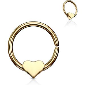 Gouden piercing ring met afneembaar hartje - 1 mm - 8 mm