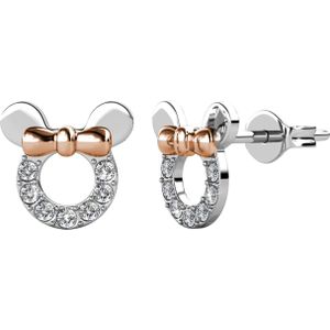 Sterling Zilver Minnie Mouse Oorknopjes met Steentjes bezet Hoofdje - Zilver