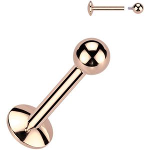 Intern Geschroefde Titanium Labret met Balletjes Top - Rose Goud - 1.2 mm - 8 mm