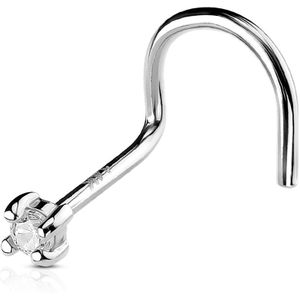 14Kt. wit gouden neus screw met helder kristal