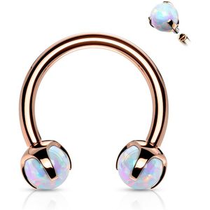 Intern Geschroefde Circular Barbell met claw set Opaal balletjes - Rose Gold - White
