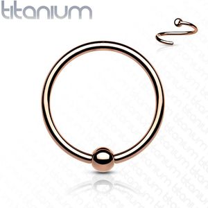 Titanium PVD plated Ball Closure Ring met vast balletje - 0.8 mm - 10 mm - Rose Gold