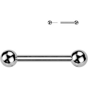 Threadless Titanium Barbell met één vast Balletje - Zilver - 1.6 mm - 14 mm - 4 mm