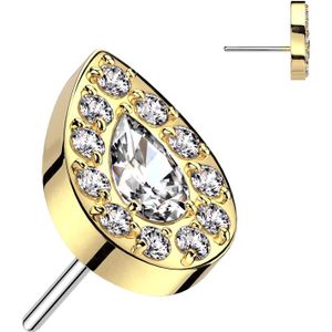 Traanvormige Threadless Titanium Top met steentjes Bezet - Goud