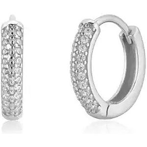 Sterling Zilveren Oorringen met Kristallen rij aan de voorkant - Zilver