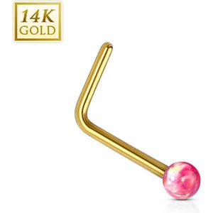 14K. gouden neus stud met rood Opaal balletje