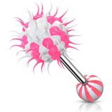 Stalen Tongpiercing met Gekleurde Strepen en Siliconen Spiked Top
