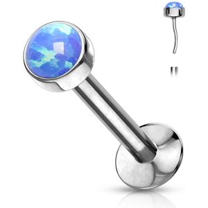 Threadless Labret met Gekleurd Opaal Kristal – 8 mm – 3 mm – Blauw