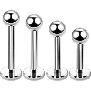 Basic stalen labret - 1.2 mm - 12 mm - 3 mm