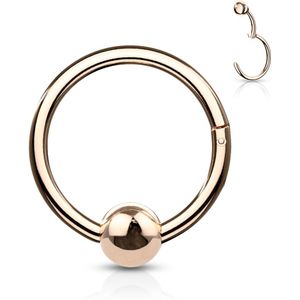 Gekleurde ball closure klik ring met 4 mm vast balletje - 1.2 mm - 8 mm - Rosé Goud