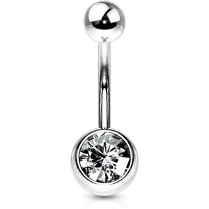 Basic Navelpiercing van Titanium met Kristallen Balletje - 10 mm