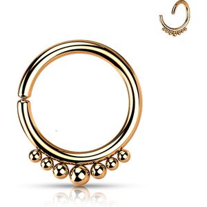 Brass Seamless Ring met Verschillende Grootte Kralen - Rosé Goud - 1.0 mm