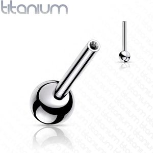 Massief Titanium Threadless Straight Barbell Bar met Een Vaste Bal - 1.6 mm - 22 mm - 5 mm