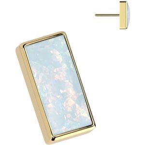 Threadless Titanium Rechthoekige Opaal Top - Goud - Wit