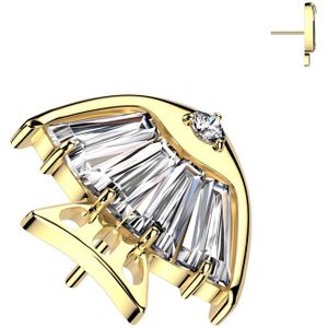 Threadless Titanium Top met Schattig Visje met Opaal of Kristalletjes - Goud - Helder