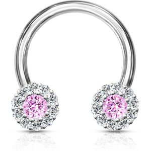 Circular barbell met gekleurd ferido balletje