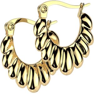 Geschulpte Ovale Oorringen met Scharniersluiting - Goud