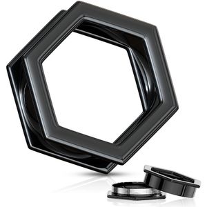 Zwarte screw fit tunnel in zeshoek vorm – 16 mm