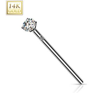 14 Kt. gouden neus fishtail piercing met prong set kristal