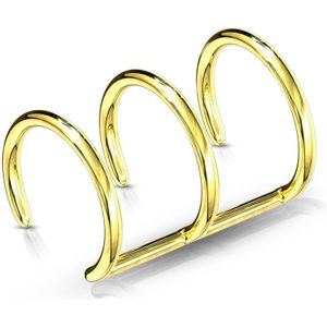 Neppe driedubbele gekleurde helix piercing - Goud
