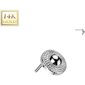 Threadless Schild Topje gemaakt van 14k. Goud - Wit Goud