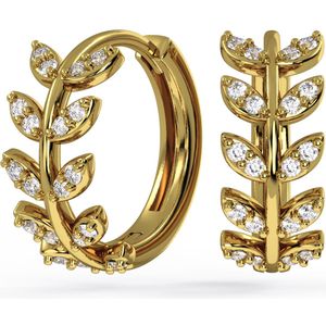 18Kt. Gold Vermeil Oorbel Ringen met Kristallen Bloemenkrans