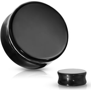 Double Flared Plug van Black Obsidian steen - 14 mm