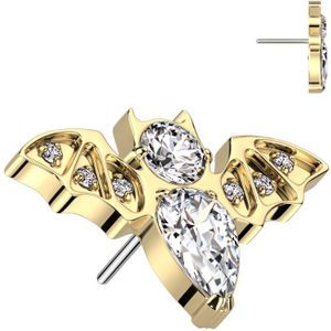 Threadless Titanium vleermuis top met steentjes - Goud - Helder