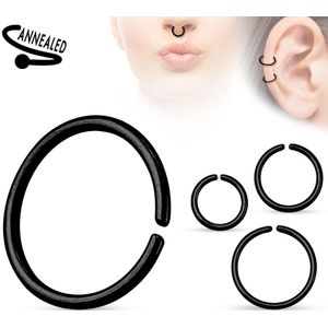 Gekleurde Titanium Basic Buigbare Multifunctionele Piercing Ring - 1.2 mm - 10 mm - zwart