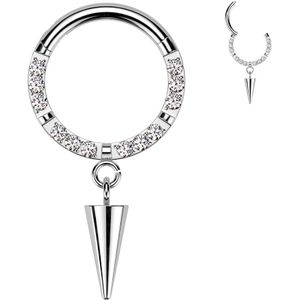 Titanium Segment Ringen met Front-Facing Kristalletjes en Spike Hanger - Zilver - 10 mm