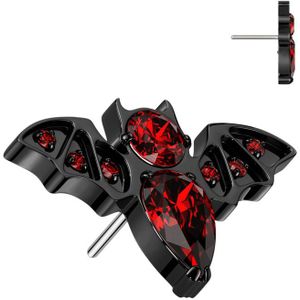 Threadless Titanium vleermuis top met steentjes - Zwart - Rood