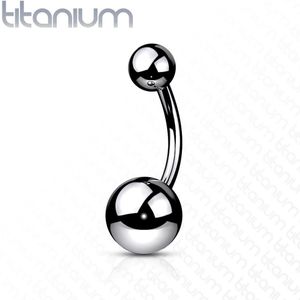 Titanium Navelpiercing met gladde ballen - 1.6 mm - 10 mm - 4&6 mm