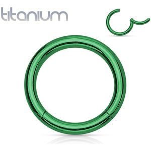 Gekleurde massief titanium segmentring met vast segment – 0.8 mm - 8 mm - Groen