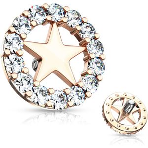 Dermal top met kristallen cirkel en uitgesneden ster – Rosé Goud