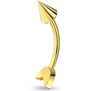 Curved Barbell in de vorm van een Pijl - Goud - 8 mm