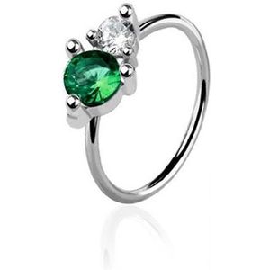 Neusring met Ronde Steen in prong setting - Emerald