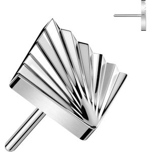 Vierkante Threadless Titanium Top met Diamant Geslepen Oppervlak - Zilver