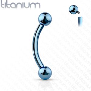 Intern geschroefd gekleurd massief titanium gebogen barbell - Blauw