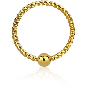 Gekleurde ball closure ring met een draai en vast balletje – 10 mm – Goud
