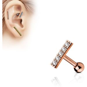 Rosé gouden helix piercing met 9 mm lang staafje als top