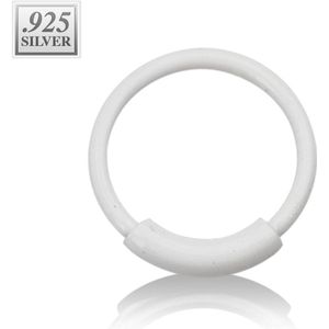 Gekleurde neus ring met staafje van zilver - 0.6 mm – 10 mm – wit