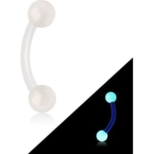 Flexibele glow in the dark gebogen barbells - wit