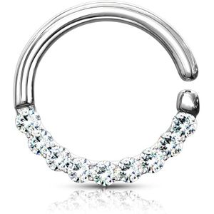 Gekleurde buigbare piercing ring met gekleurde kristallen - Zilver - Helder