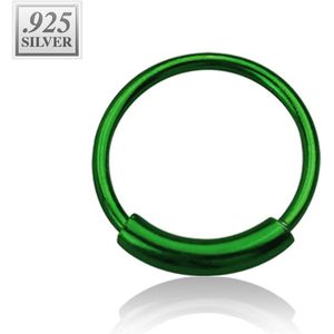 Gekleurde neus ring met staafje van zilver - 0.6 mm – 8 mm – groen