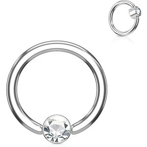 Ball closure ring met helder diamantje in cilinder - 1.6 mm - 10 mm - 4 mm