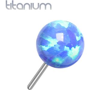 Massief Titanium Threadless Opaal Bal Top - Zilver - Opaal Blauw - 2 mm