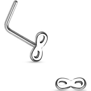 Neus stud piercing met infinity logo - zilver