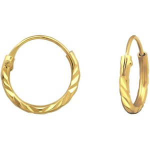 Gouden Sterling Zilver Oorring met Diamond Cut – 10 mm