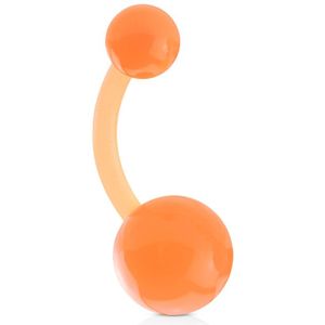 Bioflex navelpiercing met ondoorzichtige acryl balletjes - Oranje