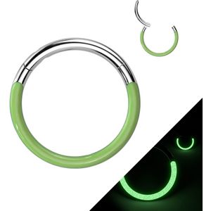 Titanium Segment Ring met naar voren gerichte Glow in the Dark lijn – 10 mm – Green